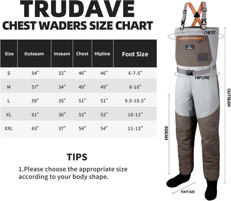 Trudave Store Fishing Waders, Waterproof Chest Waders for Men & Women, Lightweight Insulated Stockingfoot Waders Breathable Fly Fishing Waders for Fishing Hunting - Image 4